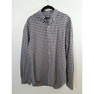 Ralph Lauren Men's Blue Plaid Button-Down Shirt Size Medium Long Sleeve EUC